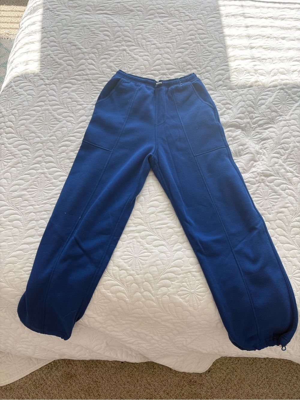 Women's Navy Fleece Track Pants - Comfortable Joggers
